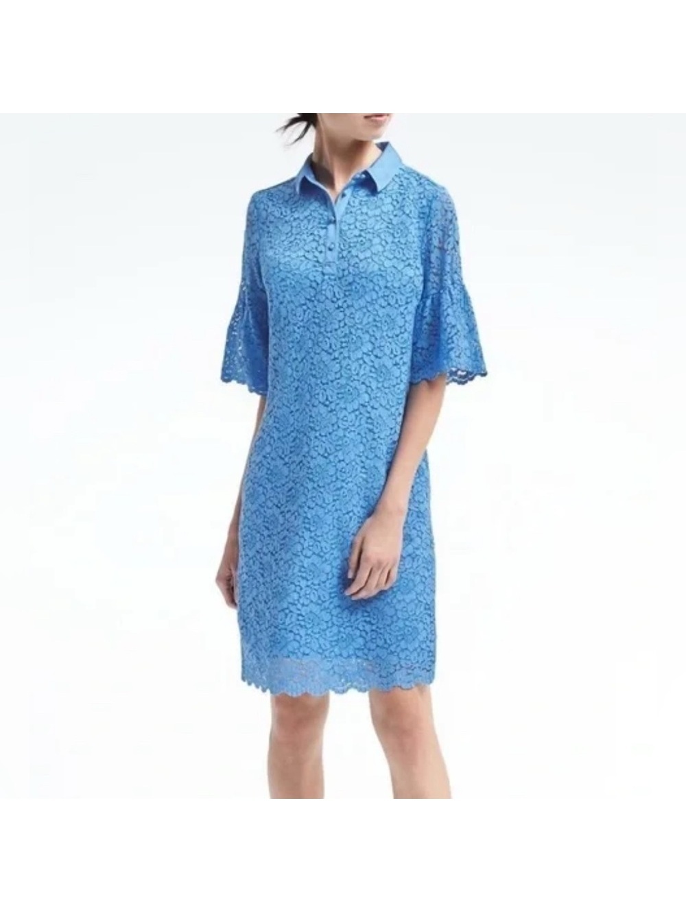 banana republic xxs petite blue lace midi dress